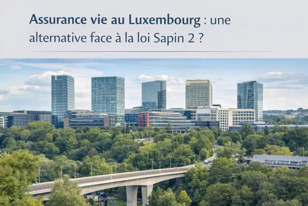 Quartier financier de Luxembourg illustrant l’assurance vie luxembourgeoise comme alternative au cadre français de la loi Sapin 2